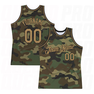 Camiseta de Baloncesto Personalizada con Camuflaje en Negro y Dorado Antiguo, Diseño de Homenaje a los Servicios Militares, Uniforme de Baloncesto Sublimado de Primera Calidad - Product Image 2