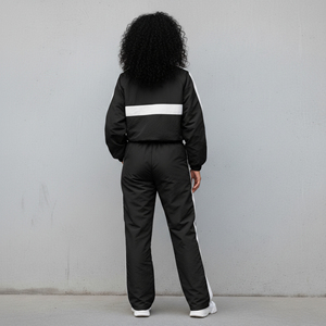 New fashionable 100% nylon 2 tone streetwear ladies 2 Piece <b>Set</b> Drop Shoulder breathable lightweight hip hop women's tracksuit - Product Image 6