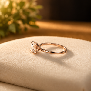 Anillo de Compromiso de Oro Rosa Vermeil de 14K para Mujer con Halo Oculto, Anillo de Boda de Moissanita, Anillo de Compromiso con Diamante Corte Asscher - Product Image 2