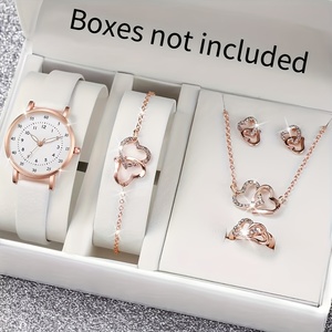 Reloj de pulsera de cuero para mujer NW1482 y conjunto de joyería con forma de corazón - Product Image 5