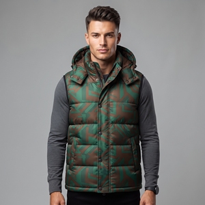 Chaleco Acolchado de Camuflaje para Hombre con Capucha, Cálido, Sin Mangas, Aislado, para Invierno, Personalizable - Product Image 1