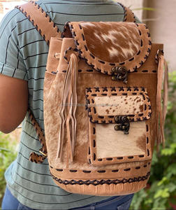 Sac à dos en cuir de vache en fourrure animale fait à la main pour étudiants - Product Image 4
