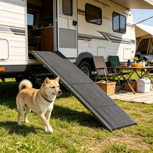 Rampa per Cani Resistente con Funzione Antiscivolo, Chiusura a Bottone Pieghevole per Uso Interno ed Esterno, Design alla Moda, Compatibile con Auto e Gatti - Product Image 4