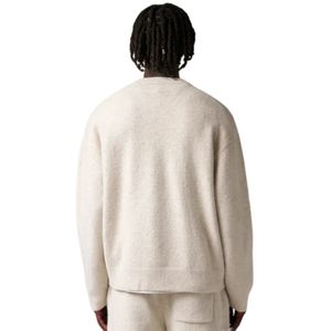 Pull en tricot beige, coton doux de qualité supérieure, confortable, élégant, coupe ajustée, pour un port décontracté toute la journée - Product Image 5