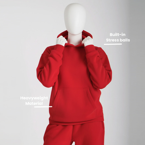 Sudadera Unisex Roja con Capucha y Cremallera, de Forro Polar de 400g, con Bolas Antiestrés Integradas, Ajuste Holgado Informal, Estampado Serigrafiado - Product Image 2