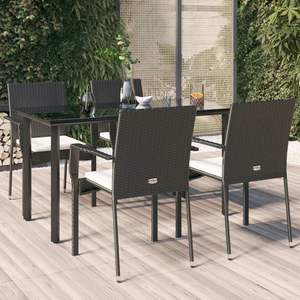 Conjunto de Comedor Modular Mediano para Jardín, en Ratán Sintético Negro - Product Image 1