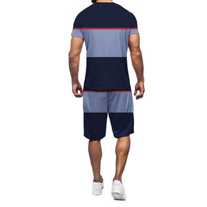 Ensemble de survêtement décontracté pour homme, mode automne, t-shirt à manches courtes, short en polyester/coton, tenue légère en 2 pièces - Product Image 3