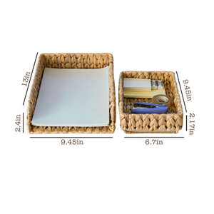 Water Hyacinth Storage Tray, Tabletop <b>Folder</b> & <b>Document</b> Tray Set Of 2, Desktop File Organizer <b>For</b> Home & Office From Vietnam - Product Image 2