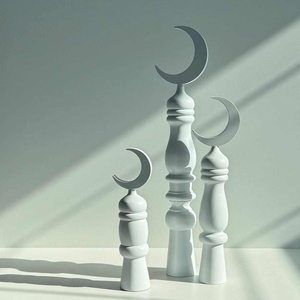 Juego de soportes artesanales de luna creciente blanca. Decoración Premium para el Hogar con Acabado Artesanal de Alta Calidad para Decoración de Ramadán y Eid - Product Image 2