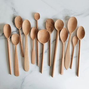 Natural Edge Eco-Friendly Wooden <b>Salad</b> Servers Set with Natural Finish Oval Head Design Dishwasher Safe Kitchen Utensils - Product Image 6