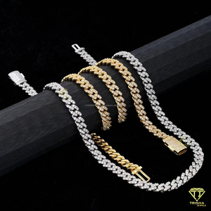 Cadena Cubana Miami de Oro Rosa Sólido de 8mm al por Mayor sobre Plata de Ley 925 con Diamantes de Moissanita VVS Premium - Product Image 2