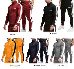 Ensemble de survêtement orange pour homme, sweat-shirt à fermeture éclair à manches longues, poches latérales, tenue décontractée sportive, col à capuche respirant, design 2 en 1 - Product Image 5