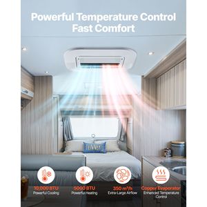 เครื่องปรับอากาศติดหลังคา RV 12V 10000 BTU สำหรับจอดรถอัตโนมัติ  350 ลูกบาศก์เมตร/ชม. ระบบทำความเย็นและความร้อน - Product Image 2