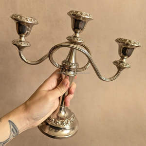 Decorative antique bronze metal candelabra <b>for</b> luxury interior design setup or traditional <b>home</b> altar candle arrangement - Product Image 2