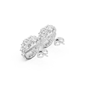 Boucles d'oreilles clous de luxe en or blanc 14K avec diamant de laboratoire 0,91 ct, plaqué rhodium, taille brillant rond, motif floral en grappe - Product Image 2