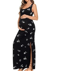 Robe de maternité de haute qualité, longue, grande taille, 100% coton, imprimé par sublimation, pour femmes enceintes, combinaisons d'allaitement pour mères - Product Image 1