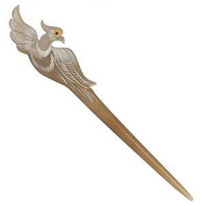 Support à cheveux en corne naturelle, bâton à cheveux fait à la main, fourche à cheveux sculptée, bijoux décoratifs pour cheveux, accessoire bohème pour cheveux - Product Image 1