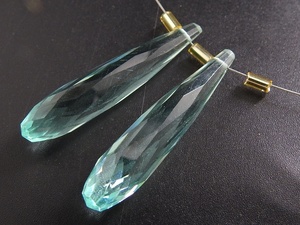 Cuentas de Cuarzo Azul Agua Facetadas en Forma de Gota Alargada de 35mm, Gemas Sueltas en Pares a Juego para Fabricación de Joyería y Pendientes, Venta al por Mayor - Product Image 2
