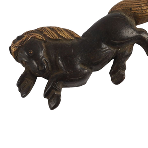 Accessoires de sabre japonais de la période Edo, en cuivre antique poli, motif cheval au galop, sans marque - Product Image 3