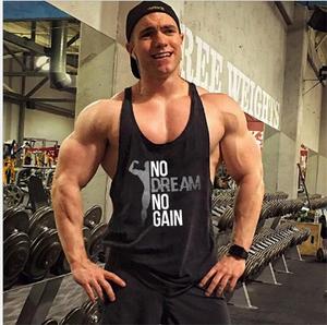 Camiseta sin mangas de algodón para hombre con estampado No Dream No Gain, cuello en V, sin mangas, informal, transpirable, para entrenamiento - Product Image 6