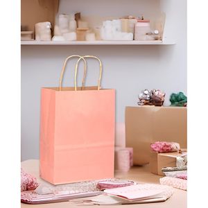 Confezione da 32 Sacchetti Regalo in Carta Rosa Brillante di Medie Dimensioni con Manici 19,3x12x26,7 cm, Multiuso per Bomboniere - Product Image 3