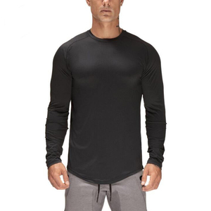 T-shirt Homme Col Rond Manches Longues Coupe Musclée Ourlet Courbé Blanc Uni Simple Tendance Qualité Supérieure Vente en Gros pour l'Extérieur - Product Image 6