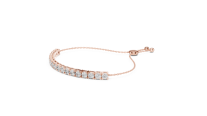 Bracelet tennis en or rose 10K réglable avec diamants, bracelet minimaliste en ligne de diamants, chaîne tennis intemporelle avec diamants, bracelet pour tous les jours - Product Image 4