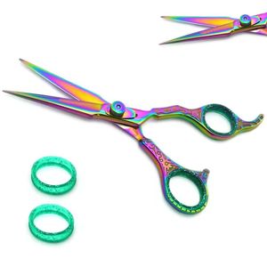 Ciseaux de coiffure arc-en-ciel professionnels en acier inoxydable, lame tranchante, manche long, pour droitiers, usage en salon - Product Image 6