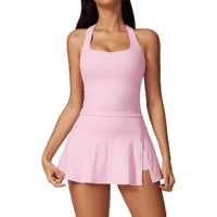 Ensemble uniforme de badminton personnalisé OEM pour femme – Maillot uni avec strass, respirant, séchage rapide, léger, haut court côtelé sans manches