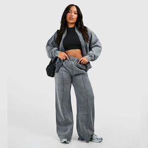 Conjunto Deportivo de Algodón con Lavado Ácido para Mujer, Estilo Urbano, Talla Grande, Venta al Por Mayor de Fábrica - Product Image 6