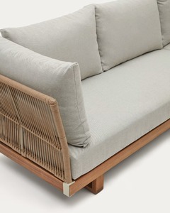Outdoor Teak Wood <b>Sofa</b> Set with Rope Weaving and Cushions – Modern Patio Lounge Set for Garden, Villa & Resort Furniture - Product Image 5