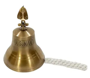 Brass Ship Bell Antique Finished US NAVY Engraved Manufacturer And Supplier Of NAutical Brass Wall Ship Bell Used In Home Office