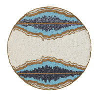 Set de 300 mm de diamètre, 4 mm d'épaisseur, fait main, écologique, moderne, sur mesure, avec broderie de perles et motif de perles de rocaille cousues à la main