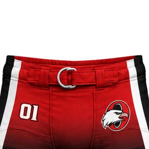 Red & Black American Football <b>Compression</b> Shorts with Impact Protection Pads for Adult Football Training and Competitive Play - Product Image 6