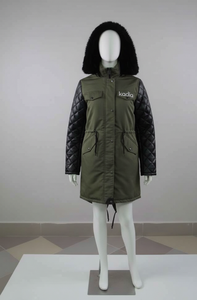 Manteau d'hiver long en daim pour femme avec logo personnalisé, rembourré en coton matelassé, épais, chaud, à capuche, écologique, imperméable, mode outdoor - Product Image 2