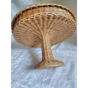 Corbeille à fruits sur pied en rotin tressé à la main, panier central en osier naturel pour comptoir de cuisine, décoration rustique en jacinthe d'eau - Product Image 6