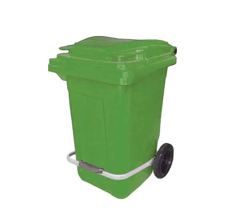 Bidone della spazzatura in plastica 80L con pedale e bidone della spazzatura da giardino all'aperto con ruote bidone della spazzatura Mobile coperchio di prima qualità pattumiera in HDPE