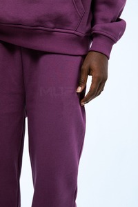 Ensemble de survêtement pour homme en coton violet, sweat-shirt et pantalon de survêtement, couleur unie, décontracté, manches longues, coupe ample, vêtements d'hiver, 100% coton - Product Image 4