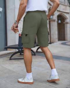 Shorts cargo pour hommes, taille élastique avec cordon de serrage, décontractés d'été, en coton, grandes tailles, coupe décontractée, shorts de travail - Product Image 3