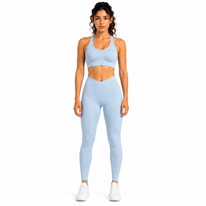 Women V Waist Yoga Set High Waist Leggings Sports Bra Fitness Gym Workout Activewear Set - Product Image 1