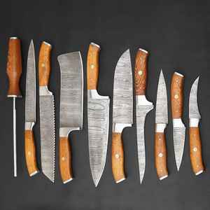 Juego de Cuchillos de Chef de Acero de Damasco de Alta Calidad, 9 Piezas, Hechos a Mano, con Mango de Madera, para Uso en la Cocina, Venta Directa de Fábrica - Product Image 6