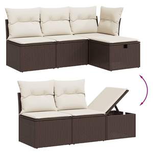 Conjunto de Sofás Grandes para Jardín en Ratán Sintético Marrón y Acero con Vidrio Templado - Muebles de Exterior de Primera Calidad - Product Image 3