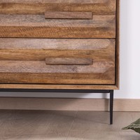 V Vandana Commode en bois de manguier de style Royal Craft avec pieds en métal et 6 tiroirs demi-larges