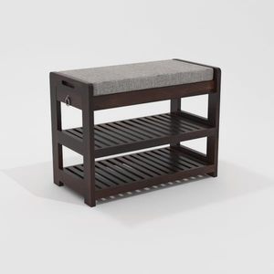 Zapatero de madera para el hogar - Banco de entrada de madera Sheesham con cojín y estante de almacenamiento para organizar zapatos (Miel) - Product Image 4