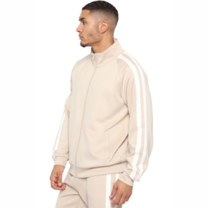 Conjunto deportivo informal de algodón grueso OEM, sudadera con capucha extragrande y pantalones deportivos, conjunto deportivo de alto rendimiento con rayas. - Product Image 5
