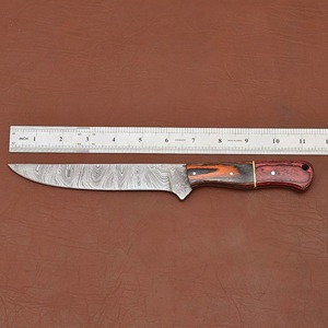 Cuchillo de Filetear Personalizado de Acero de Damasco con Mango de Madera y Funda de Cuero, Hoja de Punta Caída, 1 Hoja Incluida - Product Image 3