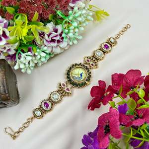 Indian Ethnic Brass Jewellery-Madhuri Heritage Adjustable Watch - Product Image 2