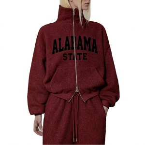 Ensemble de survêtement de luxe décontracté pour femme, 2 pièces, brodé, en molleton de coton respirant, avec sweat à capuche à double fermeture éclair assorti - Product Image 2