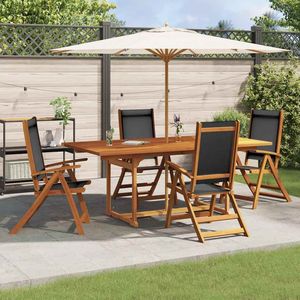 Ensemble de salle à manger de jardin en bois d'acacia massif, 5 pièces, mobilier d'extérieur marron, design rustique, durable - Product Image 3