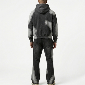 Survêtement en molleton français personnalisé avec sweat à capuche court et pantalon évasé, design de logo personnalisé, tissu 400 GSM, pour homme et femme - Product Image 6